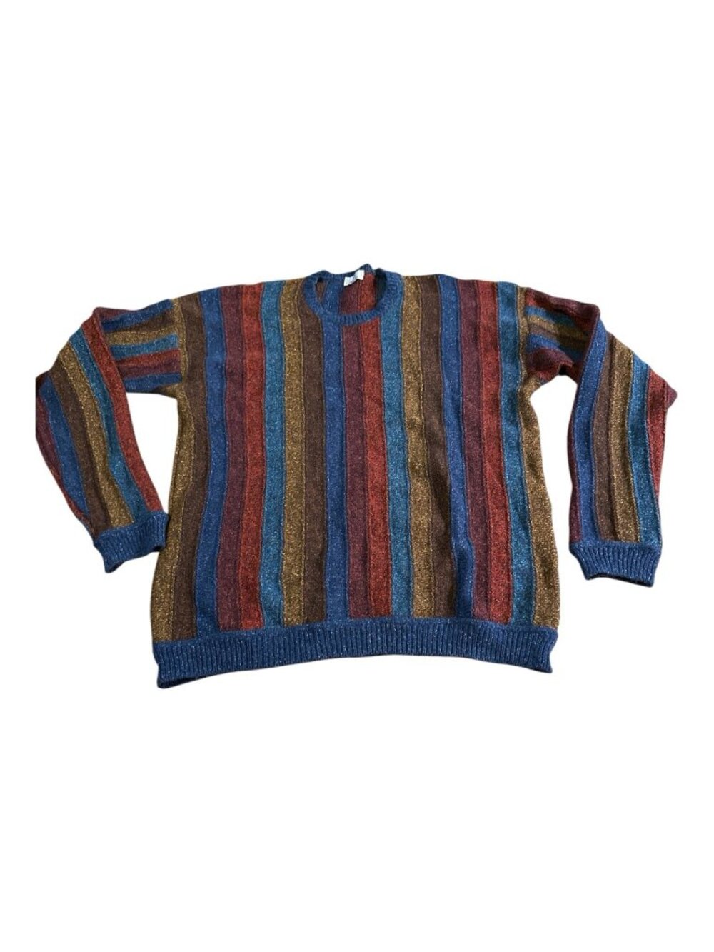 Vintage Zanella Grandpa Style Vertical Striped Knit Sweater Large Italy